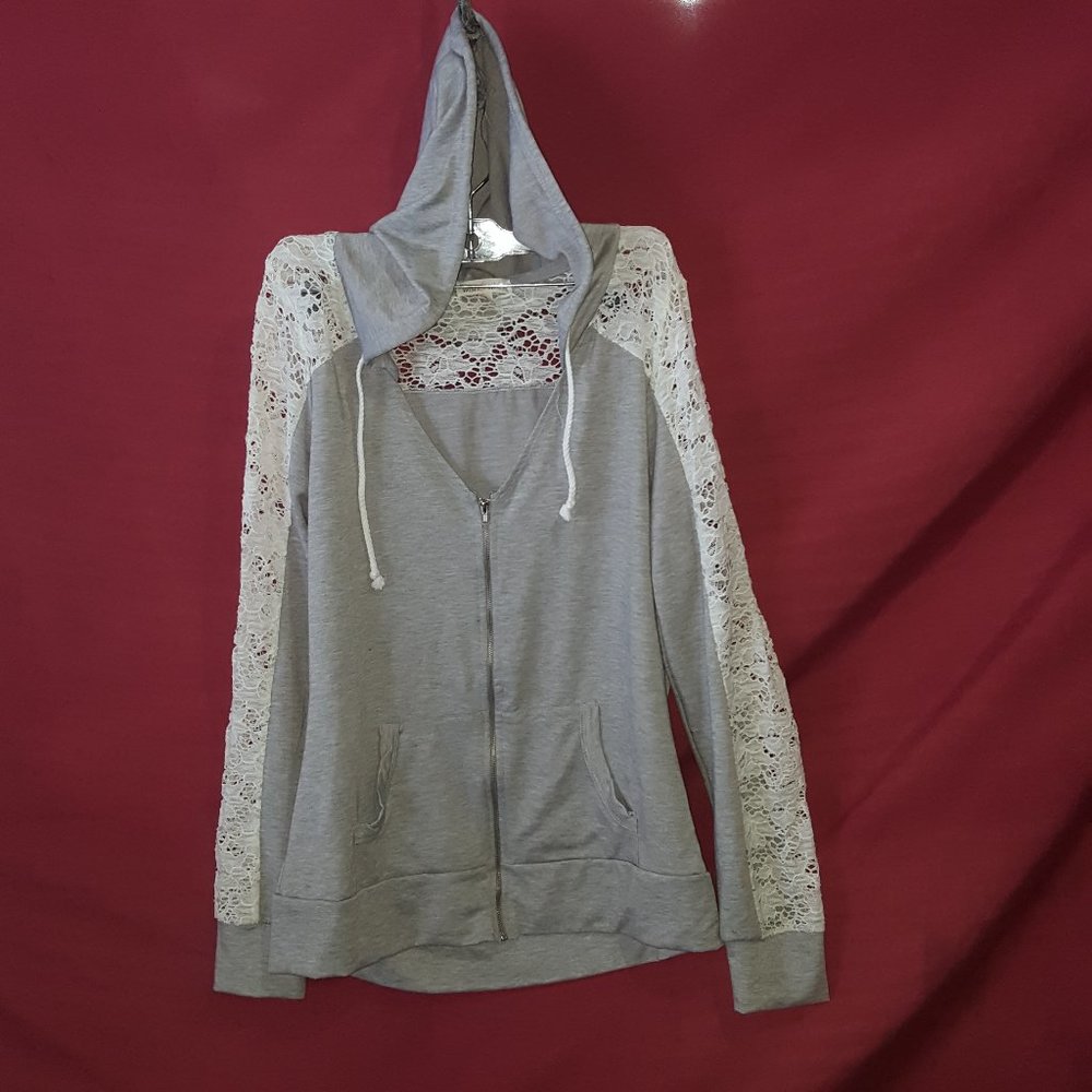 Wish & Whim Laced Zip-Up Hoodie